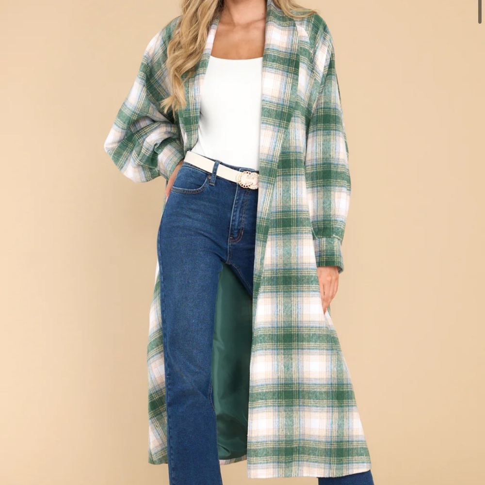 NWOT green plaid oversized flannel jacket